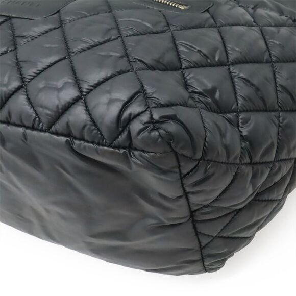Chanel Coco Cocoon Small Tote Bag Handbag Quilted Nylon Leather Black Silver - Picture 3 of 8